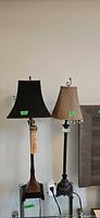 Both table lamps side by side showing overall condition and shades