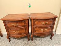 Front view of both nightstands showing drawers and overall style