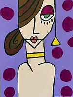 Front view of abstract acrylic painting