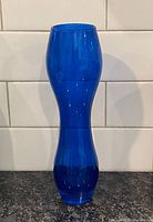 full view of cobalt blue double gourd glass vase front