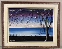 Full view of framed oil painting showing entire artwork and frame