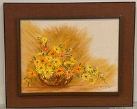 Framed floral oil painting, overall view