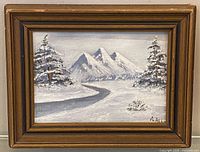 Front view shows full painting with frame