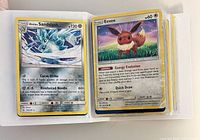 Binder open showing Alolan Sandslash and Eevee cards
