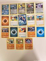 Full layout of 18 Pokémon cards