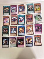 All 20 Yu-Gi-Oh! cards laid out in a 4×5 grid