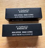 Two MAC Mineralize Rich lipstick boxes top view
