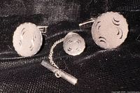 Full set showing both cufflinks and tie tack with chain and T-bar