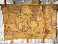 Full view of tapestry hanging from rod