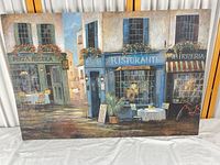 Full front view of entire canvas print showing street scene and signage Pizza Rustica, Ristorante, Birreria