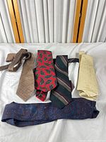 All five neckties arranged side by side