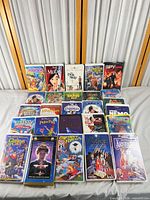 Full layout of approximately 25 VHS tapes in 5x5 grid