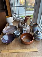 Group view of all ceramic pieces on tabletop
