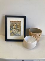 Framed Monaco Monte-Carlo print with two planters