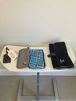 All five travel items arranged on table