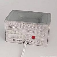 Front view showing Scentsy logo, red indicator light, cord outlet