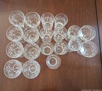 All 19 Georgian pattern crystal pieces laid out