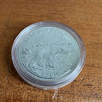 Reverse of 1980 Canadian polar bear dollar in capsule