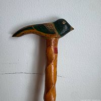 Full view of bird-handle cane head and upper shaft