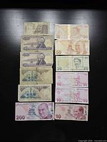 All 12 banknotes front side arranged in two columns