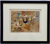 Full view of framed collage showing artwork, mat, and frame