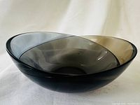 Top view of Orrefors smoky gray glass bowl