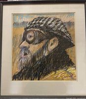 Full view of framed pastel drawing