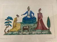 Full view of the framed aquatint etching under glass