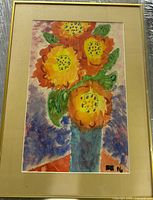 Full view of framed watercolor painting