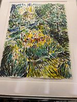 Full view of framed watercolor painting