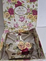 basket in open ACE Gift Collection box showing floral interior lining