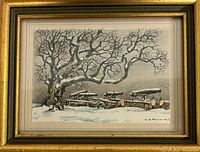 Front view of framed signed watercolour painting