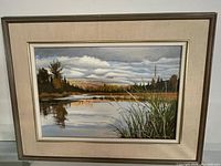 Framed landscape painting front view