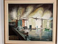 Front view showing entire framed painting with signature