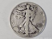 Obverse of 1942 silver half dollar coin