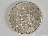 Full view of 1961 Canadian 50-cent coin reverse