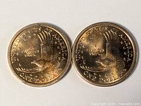 Two Sacagawea reverse sides showing soaring eagle design