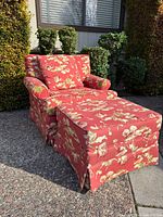 Arm chair and ottoman front angle showing full set