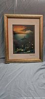 Framed Wyland "Island Dolphins" artwork showing full frame and mat