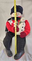 Front view showing complete snowman and tape measure indicating height