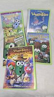 Front covers of five VeggieTales DVDs