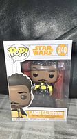 Front view of sealed Funko Pop #240 Lando Calrissian in box