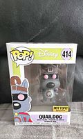 Front view of sealed Funko Pop Quaildog #414 box showing figure and Hot Topic exclusive sticker