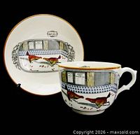 Cup and bowl front view showing pattern and form