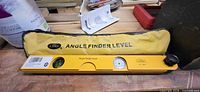 Angle finder level displayed with carry case