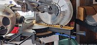 Overall view of Mastercraft compound miter saw on stand