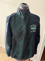 Front view showing embroidery and zip collar