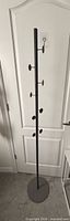 Full view of coat rack showing hooks and height