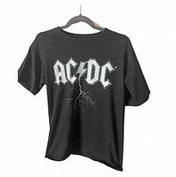 Front view of charcoal grey AC/DC lightning logo T-shirt
