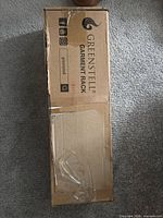 Full view of sealed Greenstell garment rack box